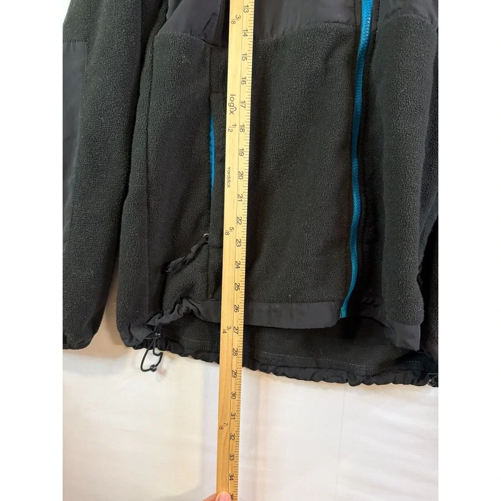 The North Face Women's Sz Large Denali Fleece Jacket Coat Black‎ Mint Trim